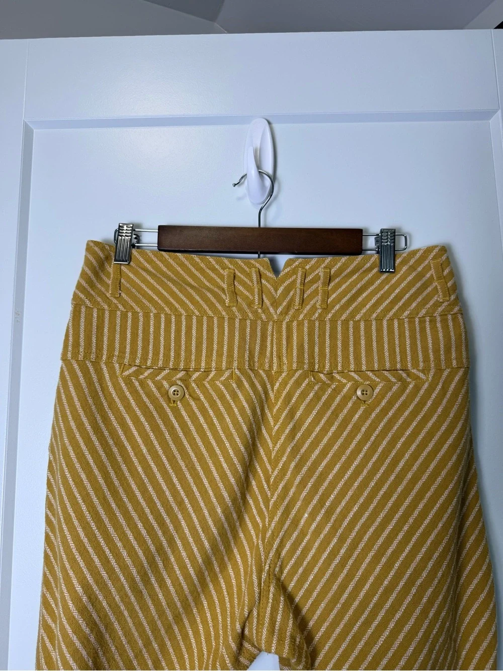 Free People Rumors Textured Harem Pants Mustard Yellow‎ White Striped 8